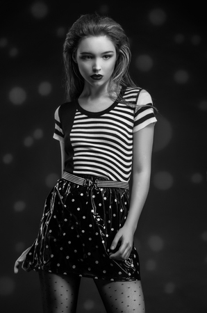 Fashion model in studioの写真素材