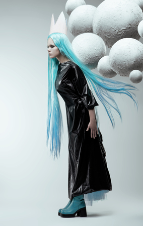 Woman with creative makeup and hairstyleの写真素材