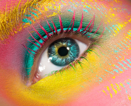 Painted blue eye close-upの写真素材