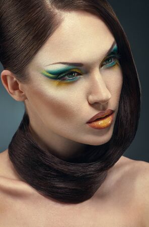 Portrait of beautiful sexy woman with long healthy hairの写真素材