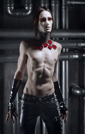 Gothic man. Studio portraitの写真素材