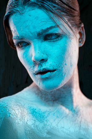 Zombie woman with clay make upの写真素材