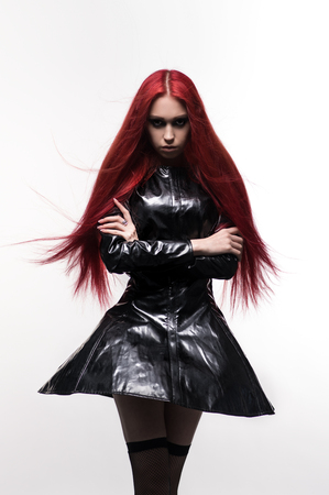 Beautiful goth mistress evil girlの写真素材