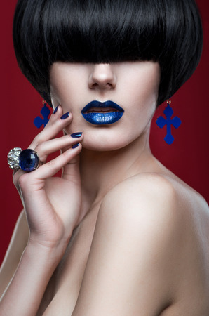 Woman with modern haircutの写真素材