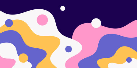Colorful abstract background with wavy lines and dots. Vector illustrationのイラスト素材