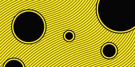 Abstract background with black circles on a yellow background. Vector illustration.のイラスト素材