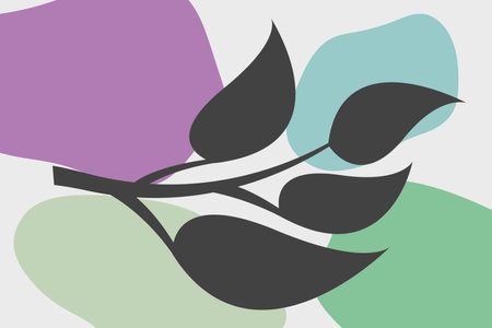 Minimal art. Plant artistic. Boho floral hand drawn background with abstract plant.のイラスト素材