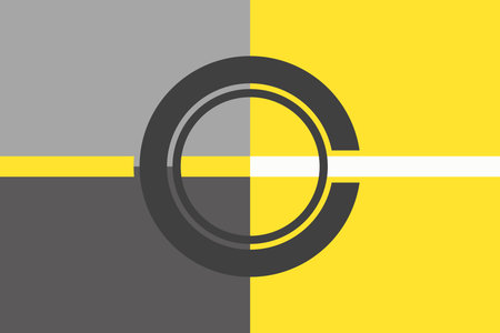Illustration of a yellow and gray background with a black circle.のイラスト素材