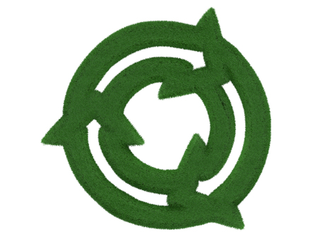 Grass Recycling Symbol isolated on white backgroundの写真素材