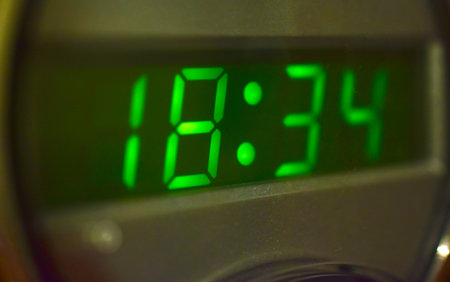 Green electronic clock with bright LED numbers