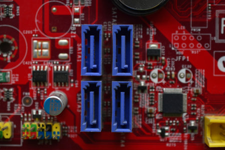 Motherboard chip with elements nodes close upの写真素材