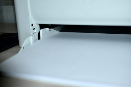 Black and white laser printer tray with paper