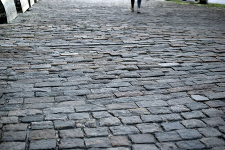An old stone and tile walkway in the city