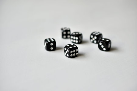 Dice in black and white on a white background