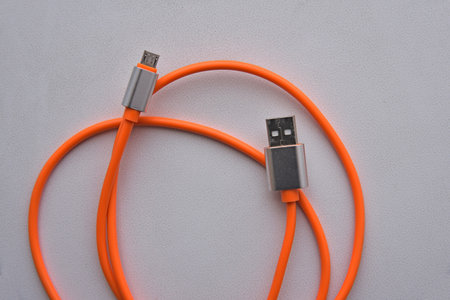 USB wires and connectors on a white background