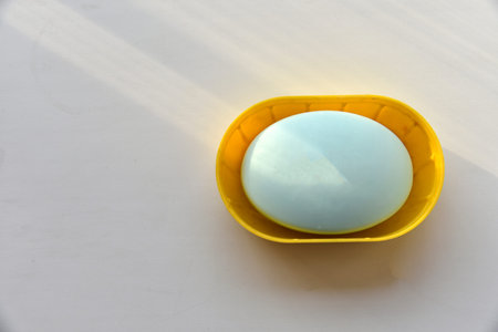 A bar of soap on a white background