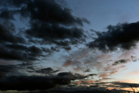 Evening sunset with blue and yellow clouds