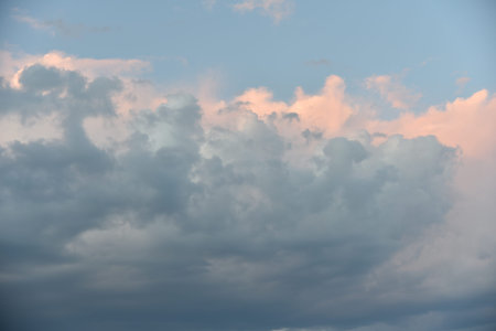 Evening storm clouds illuminated by the evening sun