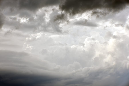Black thunderstorm storm clouds on a summer day. Beautiful terrible thunderstorm. weather...