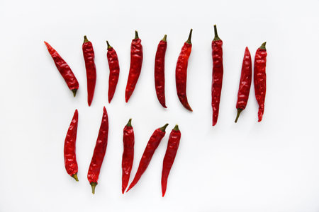 Red hot capsicum on a white background. Red pepper close-up.Bright background. natural background.