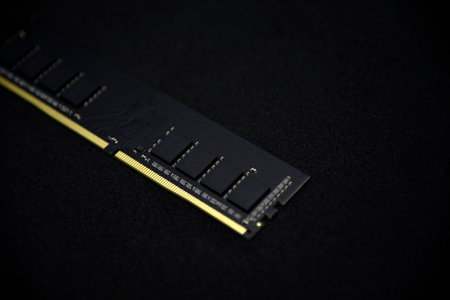 Black RAM bar on a black background. Computer RAM.の写真素材