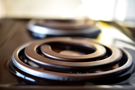 Electric tiles in the kitchen. The spiral of the electric stove.の写真素材