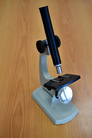 A school laboratory microscope. Laboratory with a microscope.の写真素材