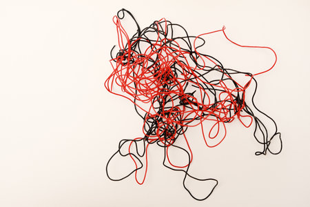 Coils of multicolored wires.の写真素材