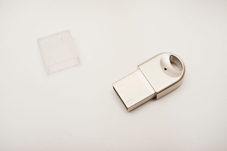 The metal case of the USB adapter. Wi-Fi module on a white background.