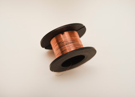 A coil of thin copper wire.の写真素材