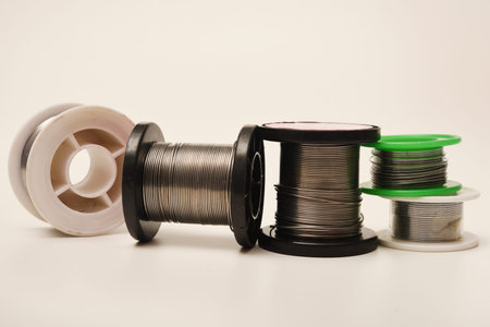 Coils with solder. Solder for electronics. Tin-lead solder.