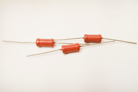 Old film resistors. Resistors with axial terminals. Elements of electronics.