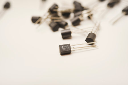 Old transistors on a white background. Electronic elements.の写真素材