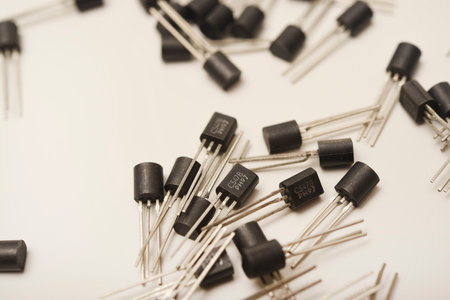 Old transistors on a white background. Electronic elements.の写真素材