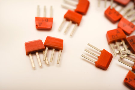 Old transistors on a white background. Electronic elements.の写真素材