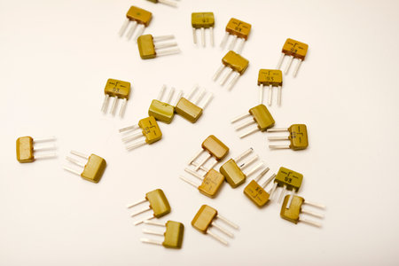 Old transistors on a white background. Electronic elements.の写真素材
