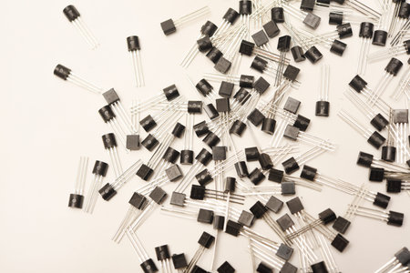 A scattering of plastic transistors. A bipolar transistor for electronics.