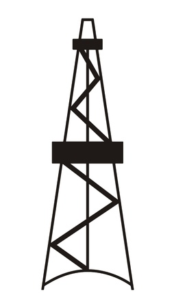 Oil and gas derrick abstract silhouette on white backgroundの写真素材