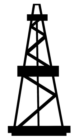 Oil and gas derrick abstract silhouette on white backgroundの写真素材