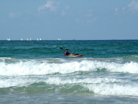 Kayak at the seaの写真素材