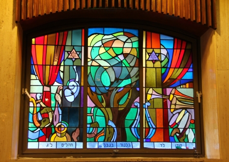 Stained-glass window  inside The Great Synagogue of Jerusalem on King George Streetのeditorial素材