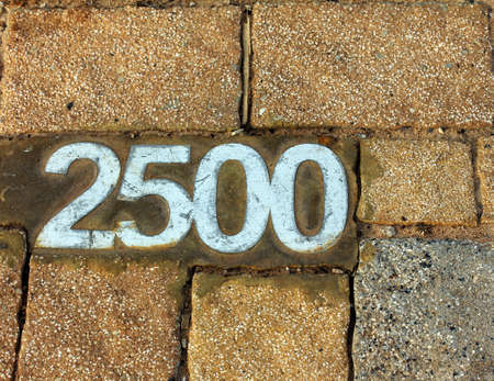 Sign of the distance on the walking pathの写真素材