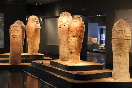JERUSALEM, ISRAEL -    Burial coffins in egyptian hall of  the Israel Museum   in Jerusalemのeditorial素材