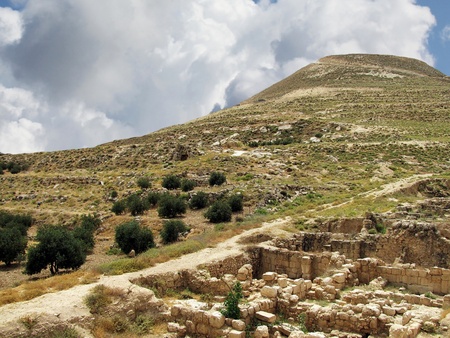 Herodium or Herodion is a truncated cone-shaped hillの写真素材