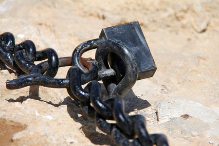  Lock and chain on the stone