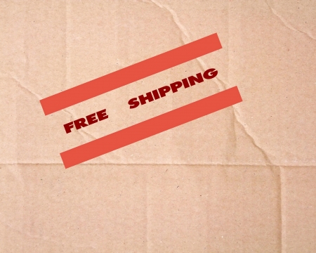 Free shipping sign on cardboardの写真素材