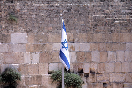 Israeli flag at the Western Wall, Jerusalem , Israel