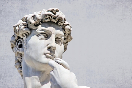 Detail close-up of Michelangelo s David statue, with place for your design or textの写真素材