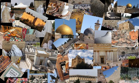 Go Jerusalem - background with travel photos of Jerusalem landmarks  I used my own photos for this collageの写真素材