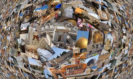 Go Jerusalem - background with travel photos of Jerusalem landmarks  I used my own photos for this collageの写真素材